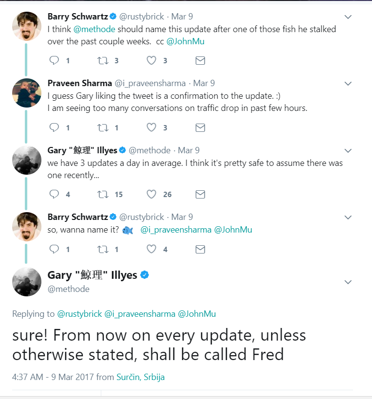 Gary Illyes tweeted about Fred update